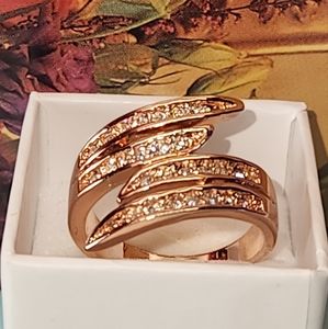 #1698, 18KRGP SIGNED VINTAGE RING, CUBIC ZIRCONIA Sz 9